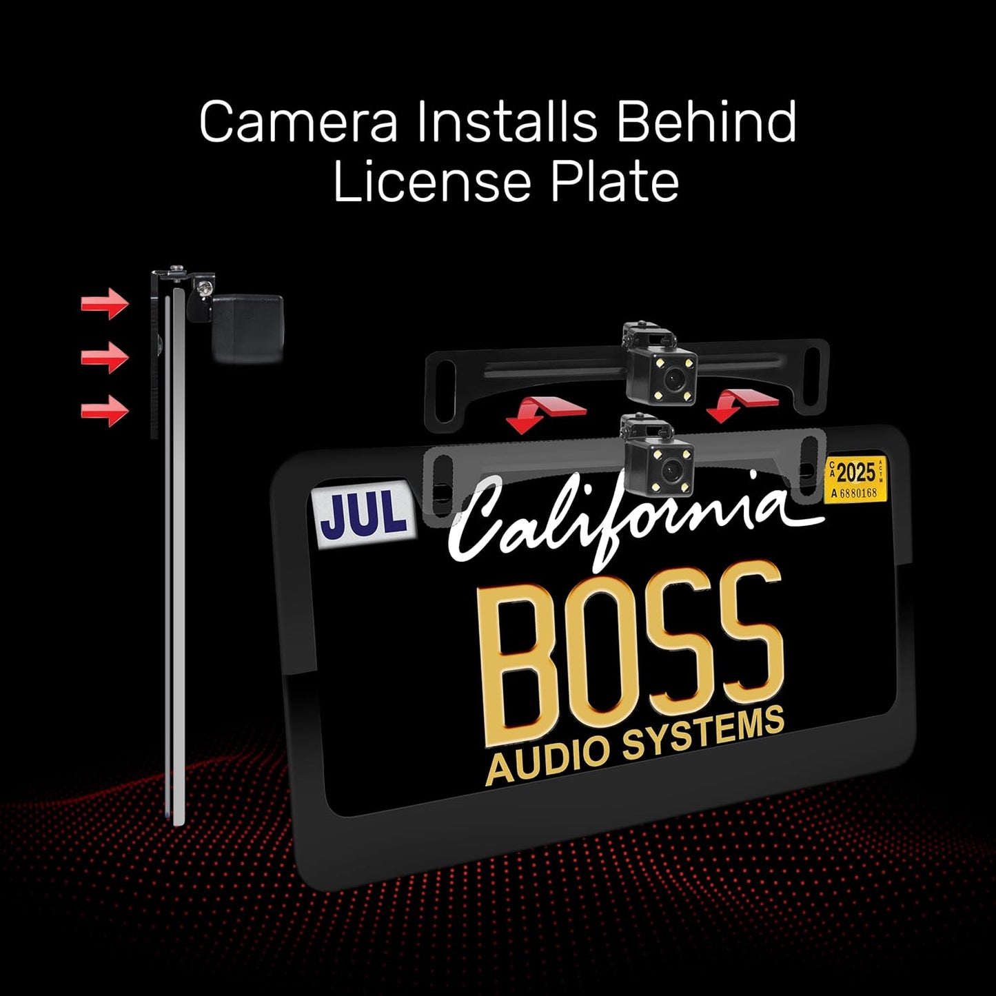 BOSS Audio ELPC40B Back-up Car/Truck Reverse Camera - License Plate Mount, 170° Wide Angle Rear View, Low Light Visibility