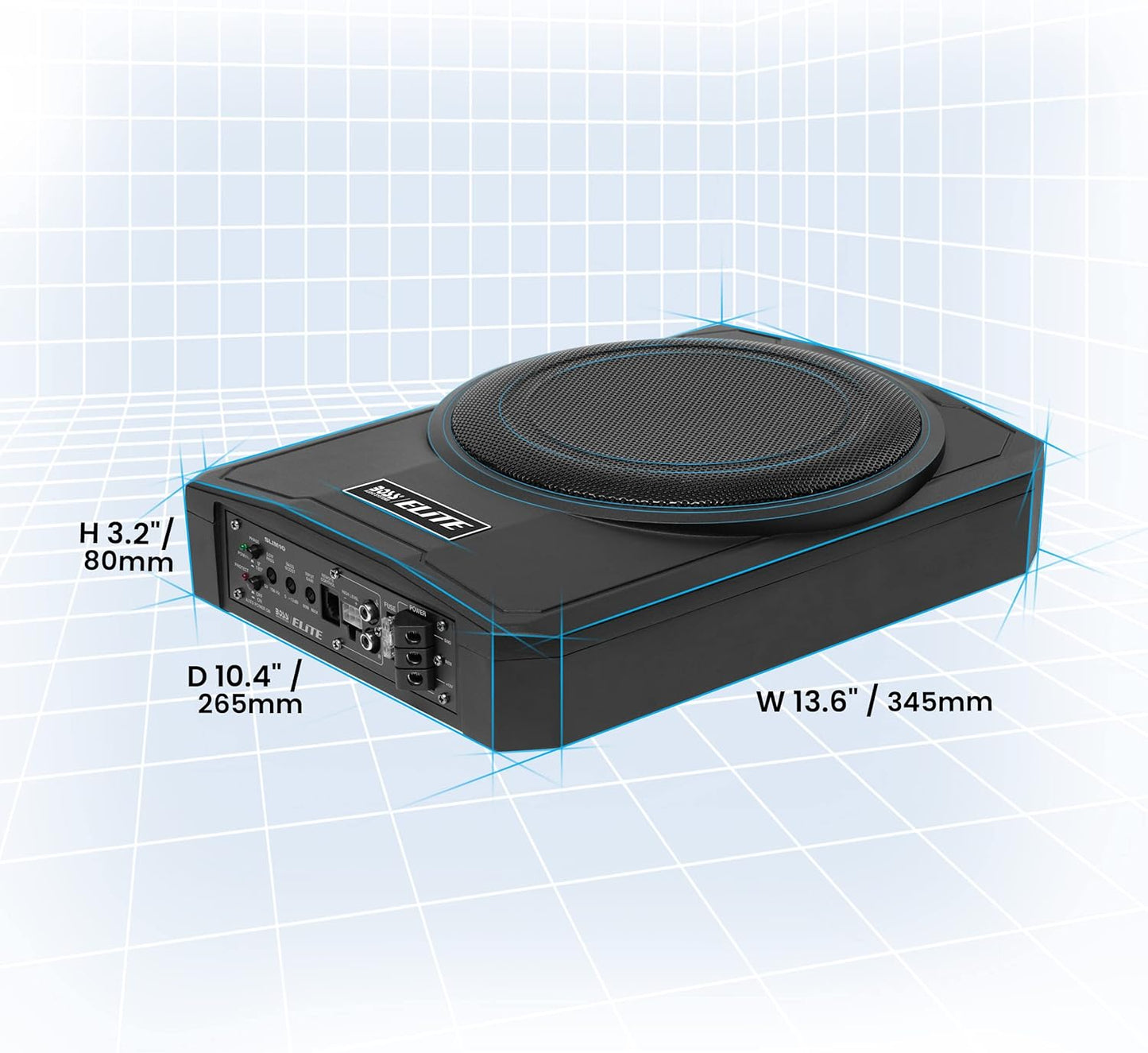 Boss Audio Elite SLIM10 - 10-Inch Powered Car Subwoofer - Low Profile, Remote Control, Built-in Amp