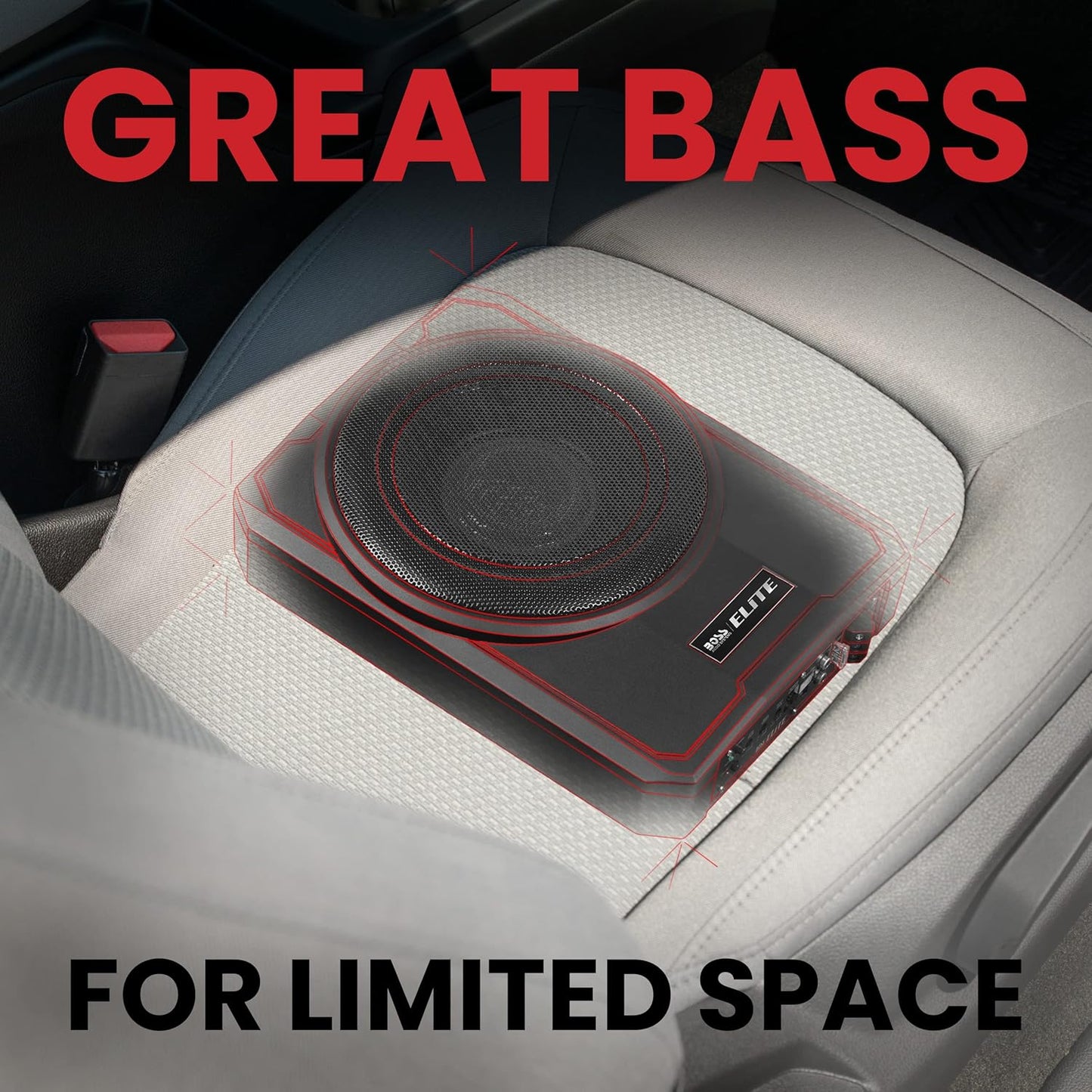 Boss Audio Elite SLIM10 - 10-Inch Powered Car Subwoofer - Low Profile, Remote Control, Built-in Amp