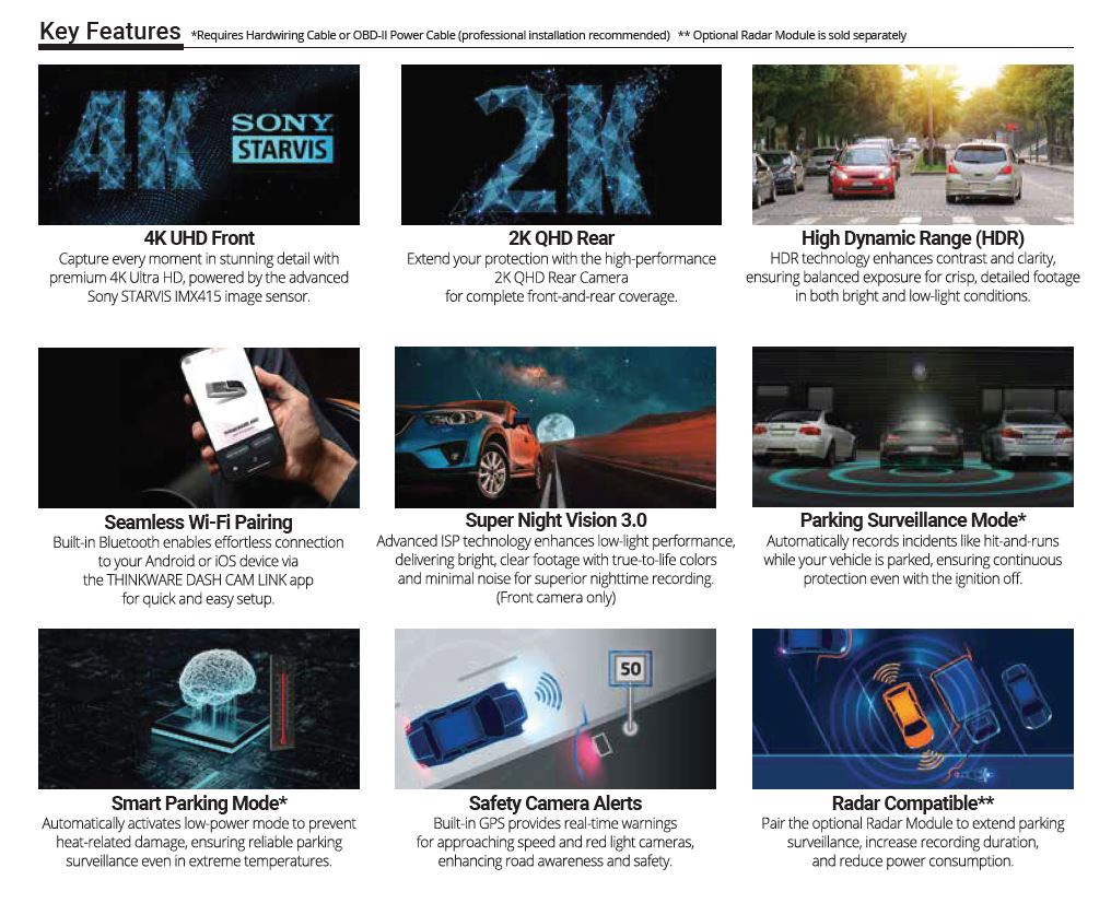 Thinkware ARC 700 4K Front & 2K Rear, 2-Channel HD Dash Cam