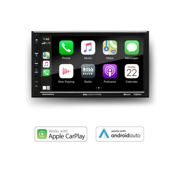 Boss Audio Elite BE920WCPA - Digital multimedia receiver (does not play discs) Double DIN BT AM/FM Wireless CarPlay/Android Auto 7inch