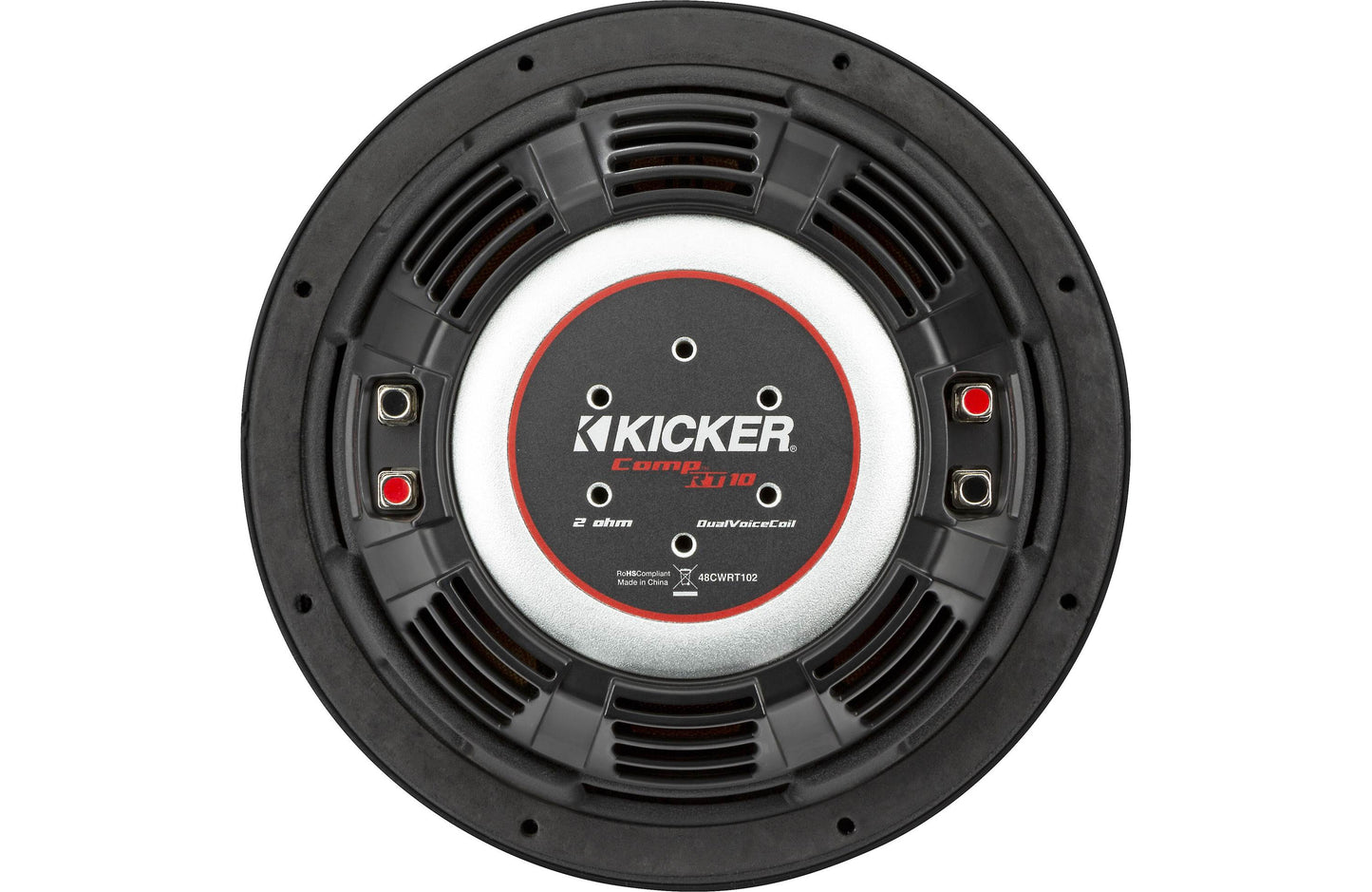 Kicker 48CWRT102 CompRT Series shallow-mount 10" subwoofer with dual 2-ohm voice coils