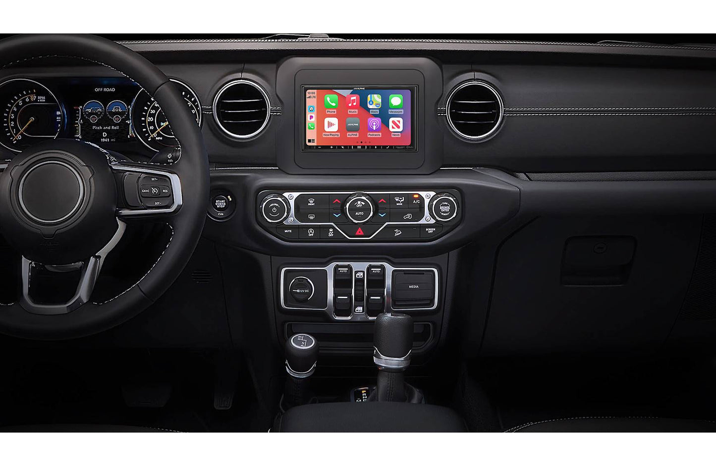 Alpine Restyle i407-WRA-JL Custom-fit digital receiver, wired-only Apple CarPlay and Android Auto, AM/FM, No Discs - 6.95" screen (select 2018-up Wrangler JL and 2020-up Gladiator JT)