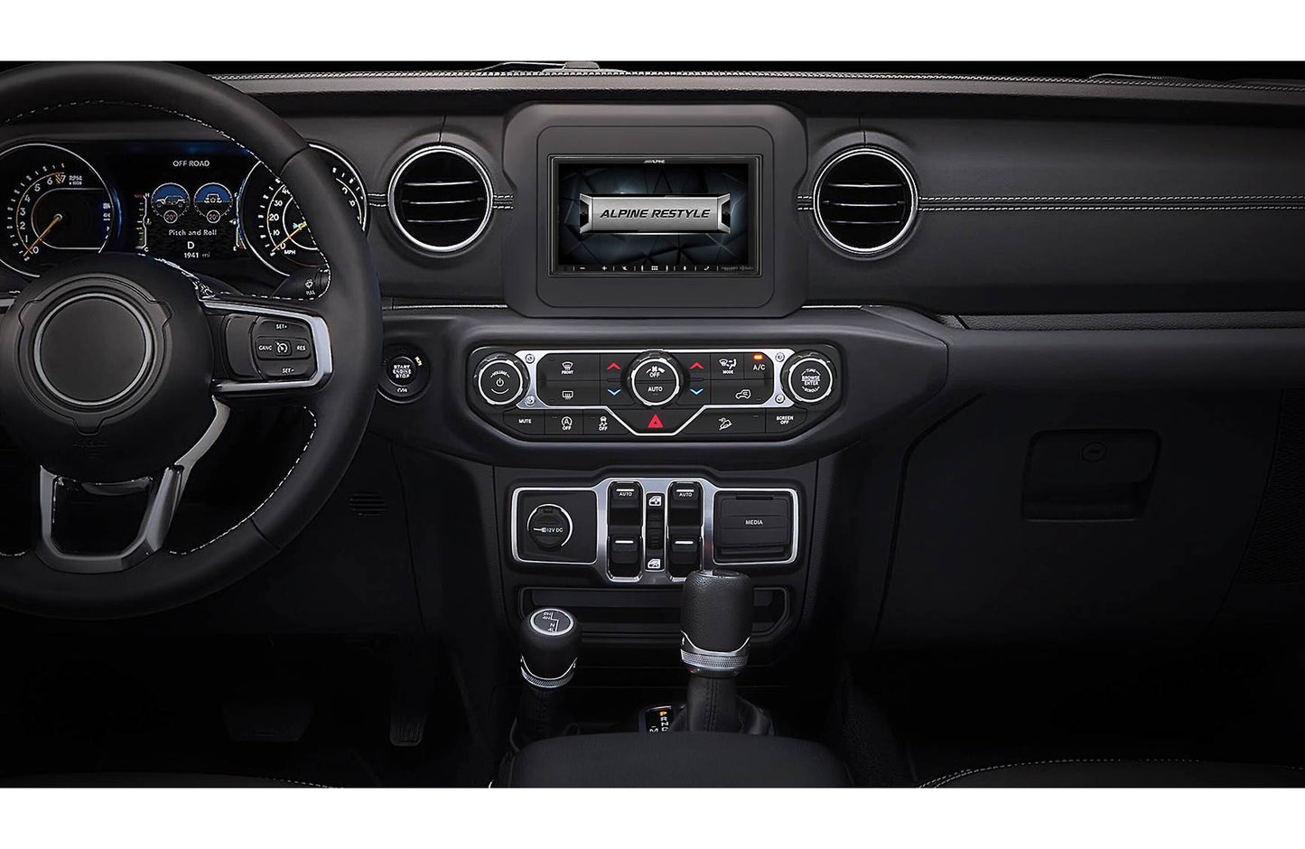 Alpine Restyle i407-WRA-JL Custom-fit digital receiver, wired-only Apple CarPlay and Android Auto, AM/FM, No Discs - 6.95" screen (select 2018-up Wrangler JL and 2020-up Gladiator JT)