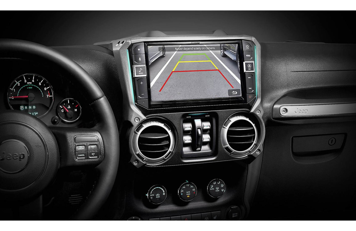Alpine Restyle i509-WRA-JK Custom-fit digital receiver, wired or wireless Apple CarPlay and Android Auto, AM/FM, No Discs - 9" screen (select 2011-18 Jeep Wrangler JK models)