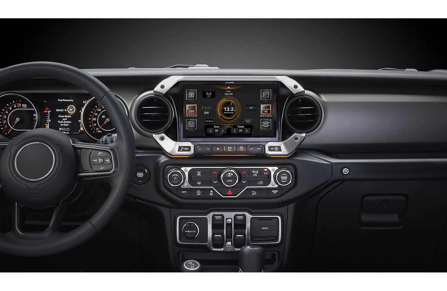 Alpine Restyle i509-WRA-JL Custom-fit digital receiver, wired or wireless Apple CarPlay and Android Auto, AM/FM, No Discs - 9" screen (select 2018-up Wrangler JL and 2020-up Gladiator JT)