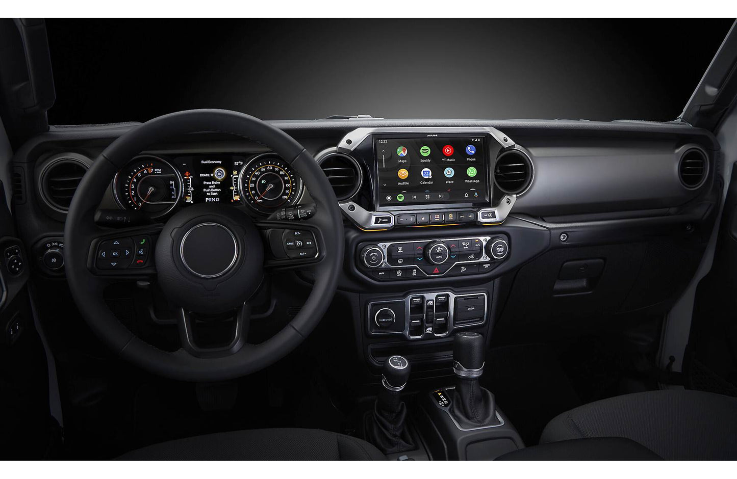 Alpine Restyle i509-WRA-JL Custom-fit digital receiver, wired or wireless Apple CarPlay and Android Auto, AM/FM, No Discs - 9" screen (select 2018-up Wrangler JL and 2020-up Gladiator JT)
