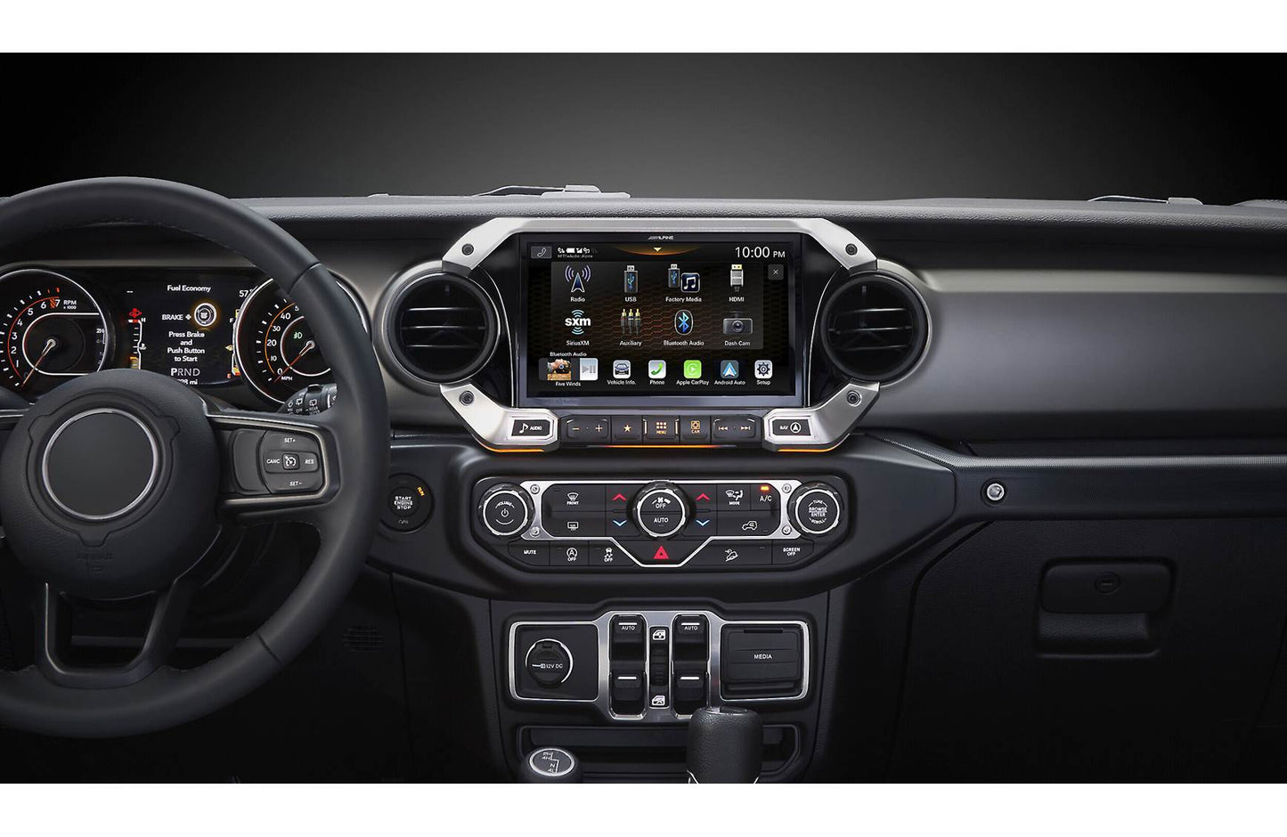 Alpine Restyle i509-WRA-JL Custom-fit digital receiver, wired or wireless Apple CarPlay and Android Auto, AM/FM, No Discs - 9" screen (select 2018-up Wrangler JL and 2020-up Gladiator JT)
