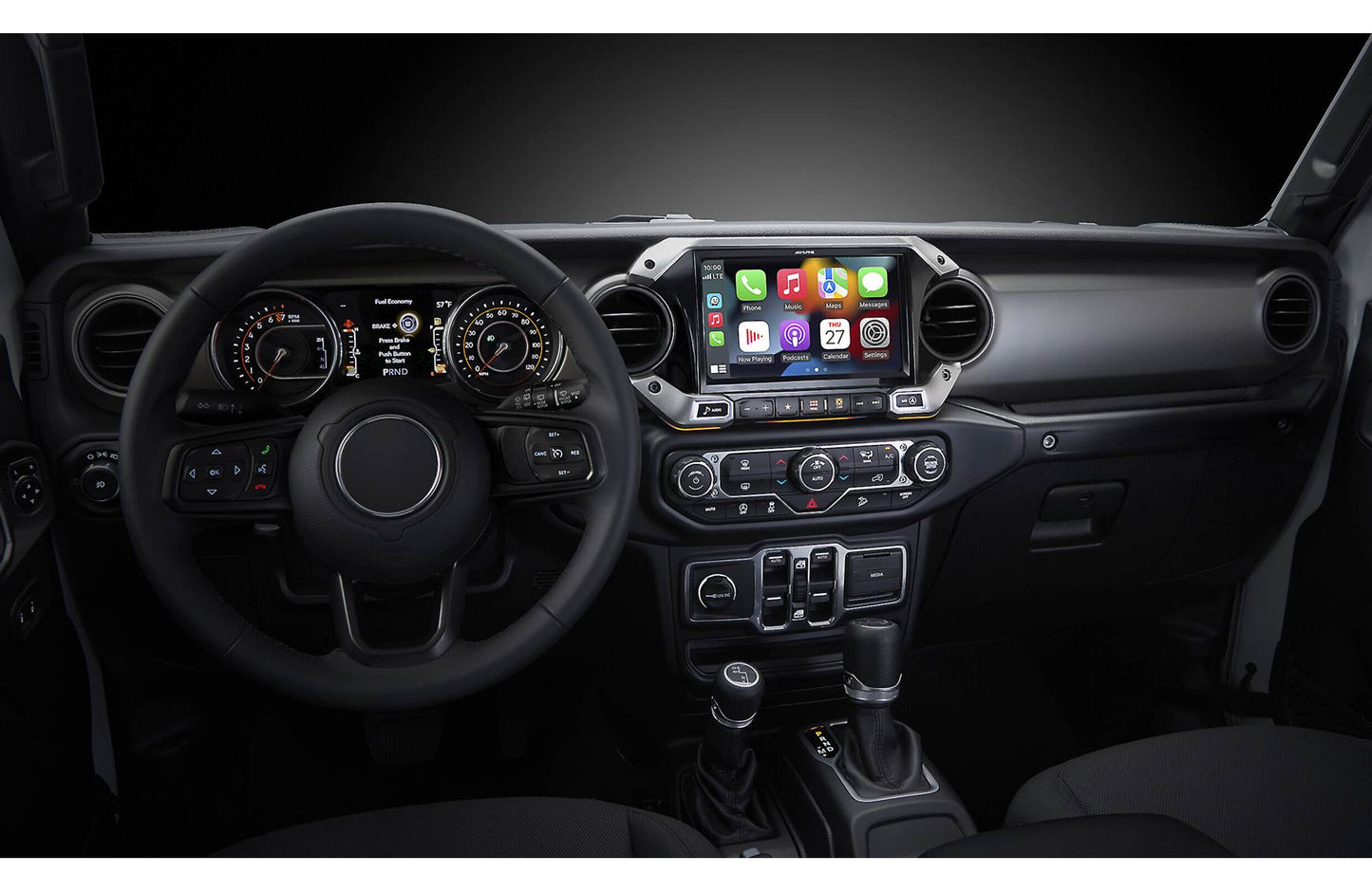 Alpine Restyle i509-WRA-JL Custom-fit digital receiver, wired or wireless Apple CarPlay and Android Auto, AM/FM, No Discs - 9" screen (select 2018-up Wrangler JL and 2020-up Gladiator JT)