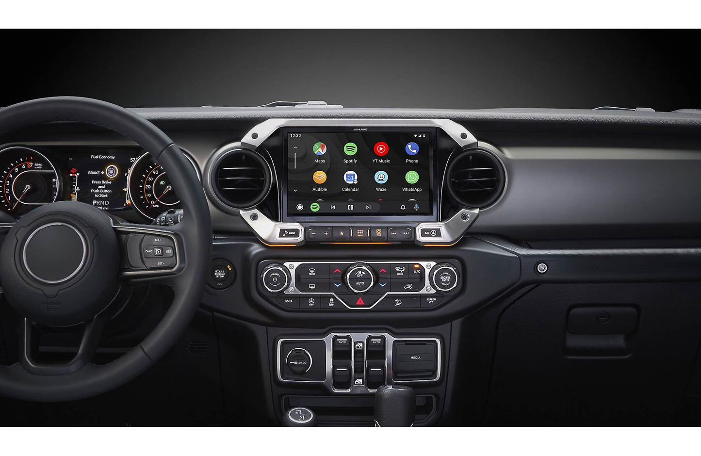 Alpine Restyle i509-WRA-JL Custom-fit digital receiver, wired or wireless Apple CarPlay and Android Auto, AM/FM, No Discs - 9" screen (select 2018-up Wrangler JL and 2020-up Gladiator JT)