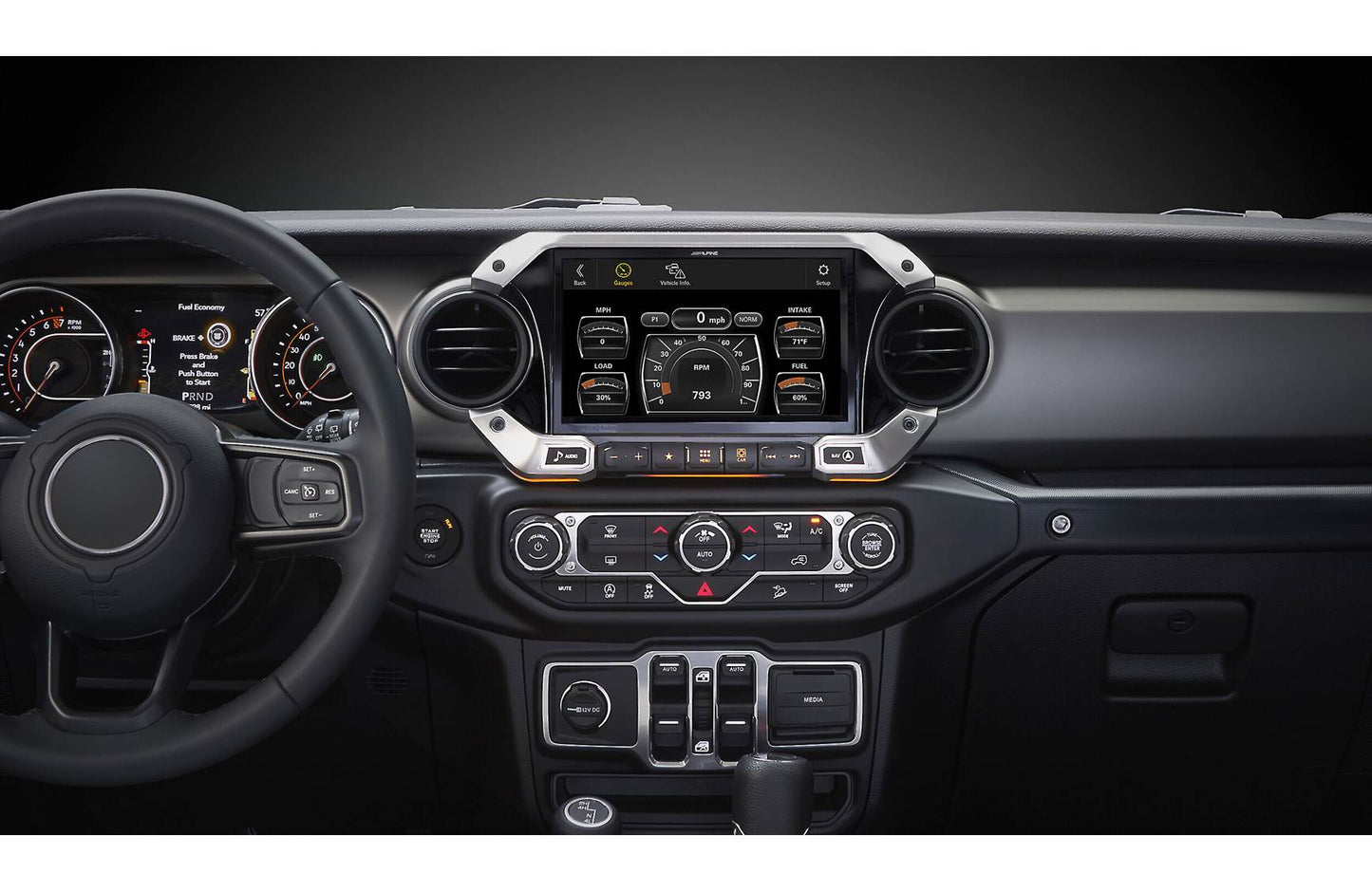 Alpine Restyle i509-WRA-JL Custom-fit digital receiver, wired or wireless Apple CarPlay and Android Auto, AM/FM, No Discs - 9" screen (select 2018-up Wrangler JL and 2020-up Gladiator JT)