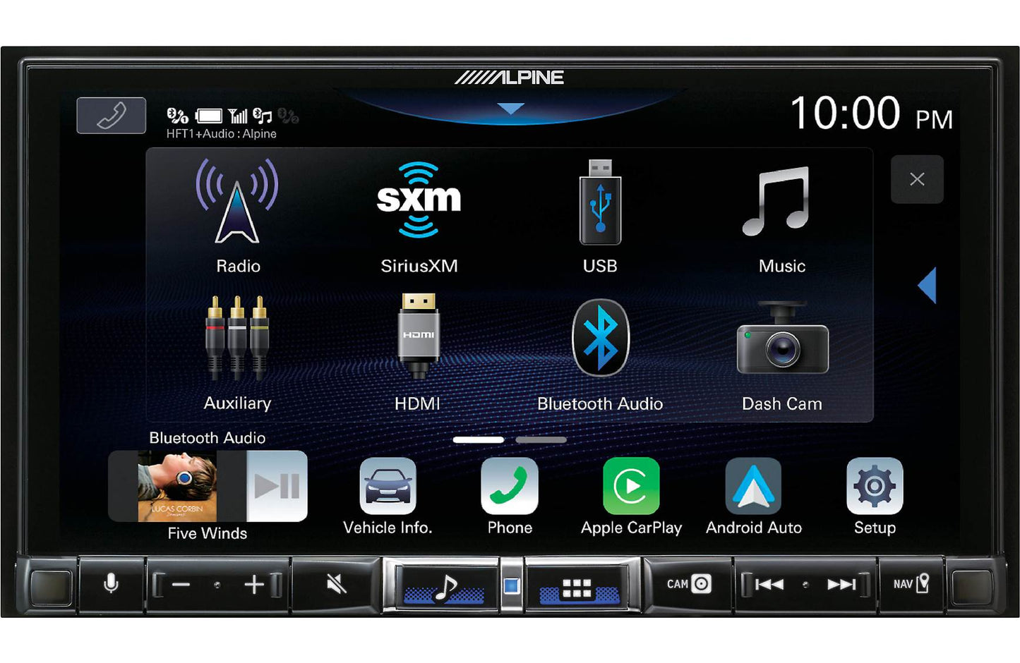Alpine iLX-507 Digital multimedia receiver - 7" touchscreen, double-DIN, wired or wireless Apple Carplay and Android Auto, AM/FM (no discs)