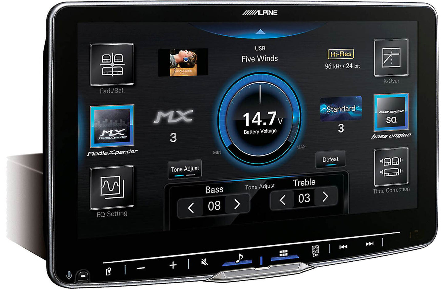 Alpine iLX-F509 Digital multimedia receiver - 9" touchscreen, single-DIN, wired or wireless Apple Carplay and Android Auto, AM/FM (no discs)