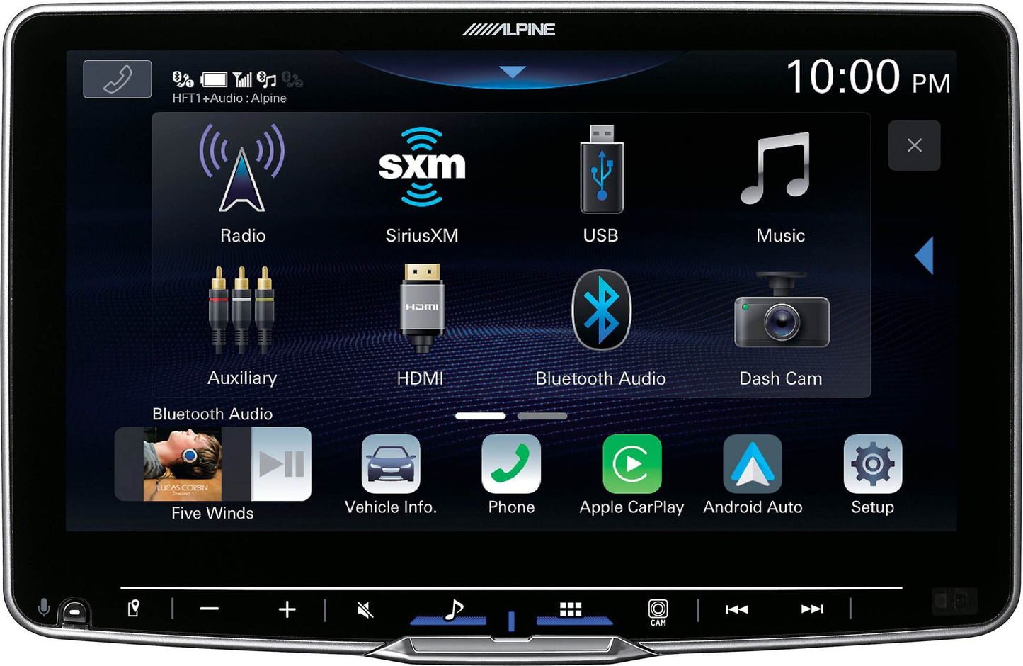 Alpine iLX-F509 Digital multimedia receiver - 9" touchscreen, single-DIN, wired or wireless Apple Carplay and Android Auto, AM/FM (no discs)
