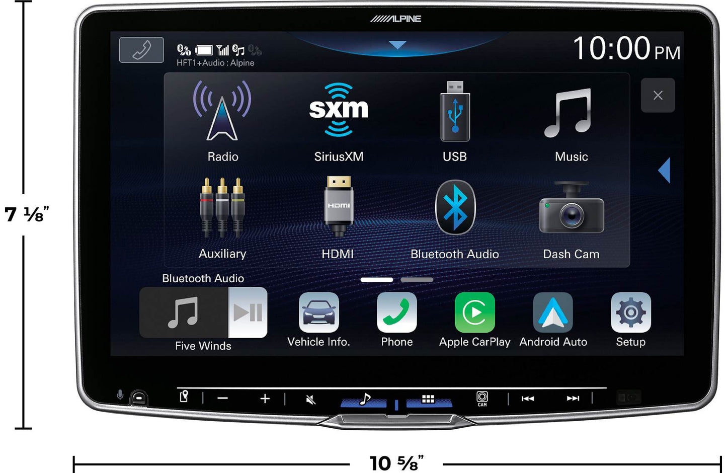 Alpine iLX-F511 Digital multimedia receiver - 11" touchscreen, single-DIN, wired or wireless Apple Carplay and Android Auto, AM/FM (no discs)