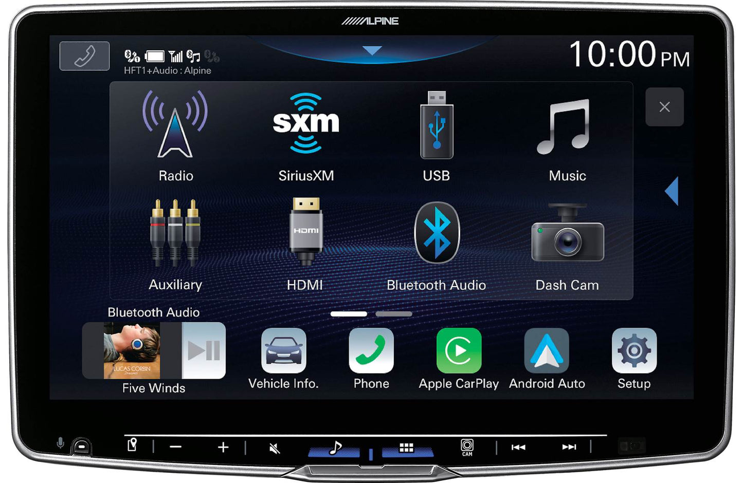 Alpine iLX-F511 Digital multimedia receiver - 11" touchscreen, single-DIN, wired or wireless Apple Carplay and Android Auto, AM/FM (no discs)