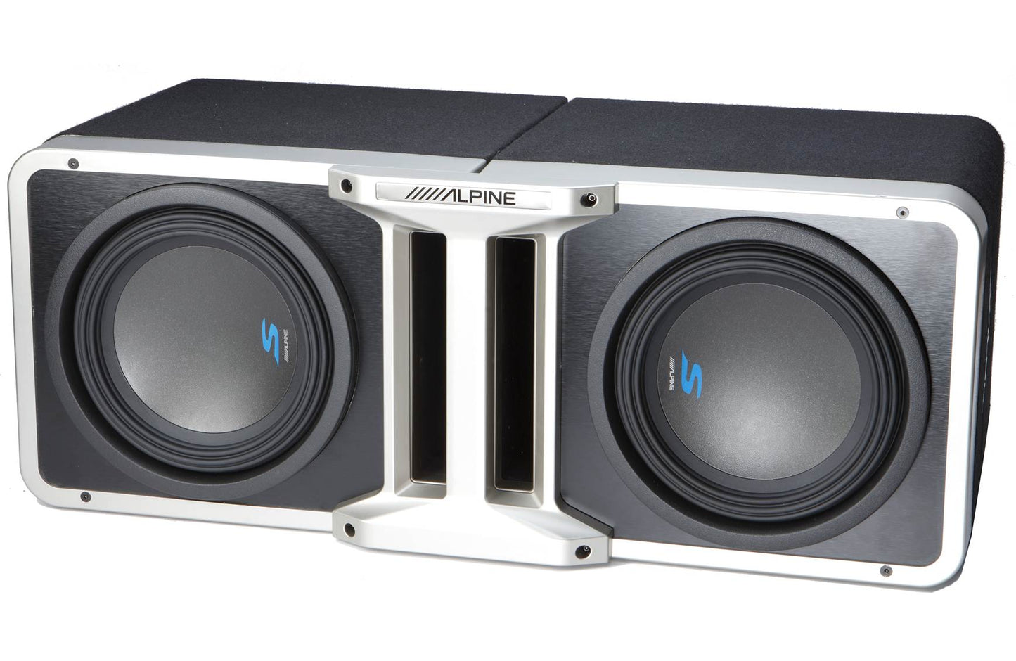 Alpine KTX-H10 Linking Kit Heavy-duty steel front and rear linking brackets for connecting two Alpine Halo 10" subwoofer enclosures