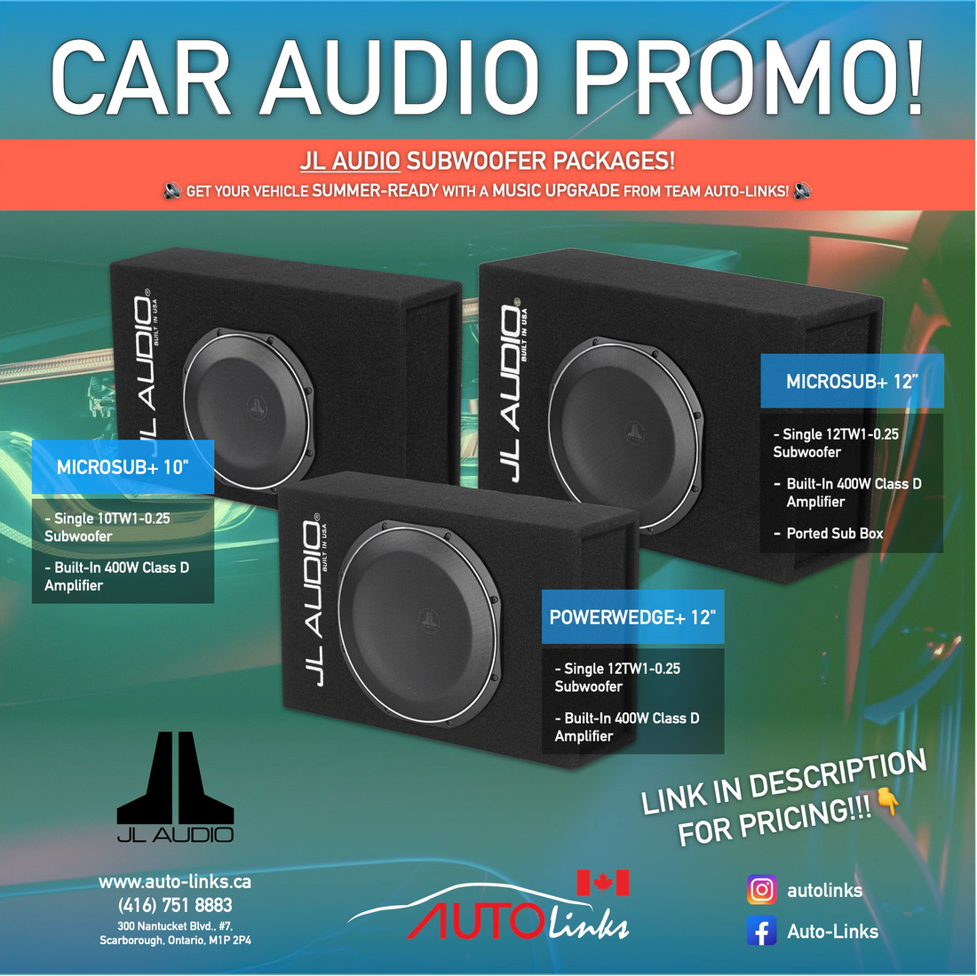 Spring + Summer Subwoofer Audio Upgrade Promo!