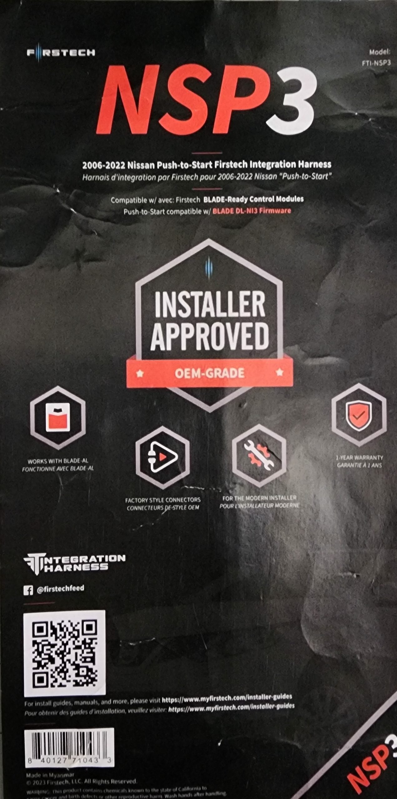 Firstech FTI-NSP3 FTI T-Harness for Nissan, Infiniti PTS models 2009-2017