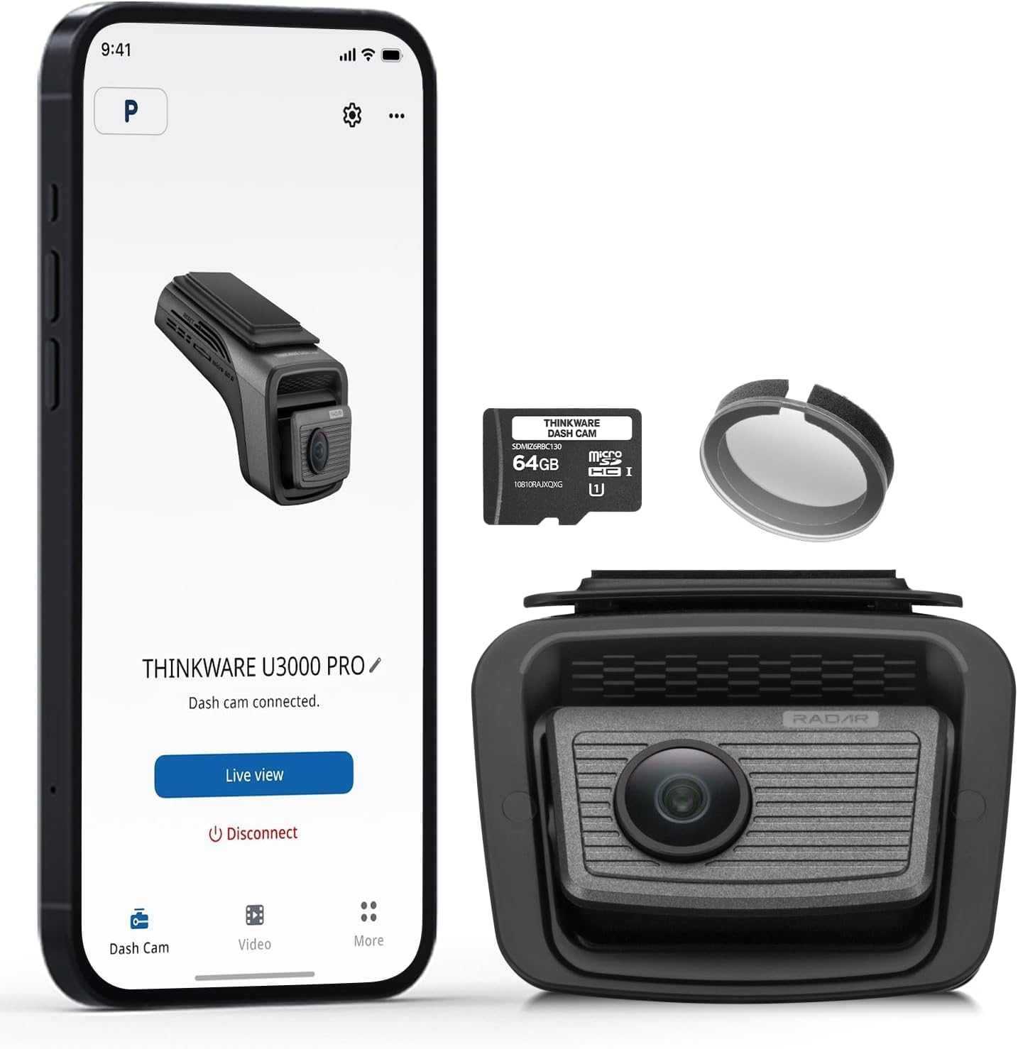 Thinkware U3000 PRO 1-Channel Dash Camera, 4K UHD Front Cam, STARVIS 2 Sensors, 5GHz Wi-Fi GPS, LTE or Cabin Cam Compatible, 64GB Card,