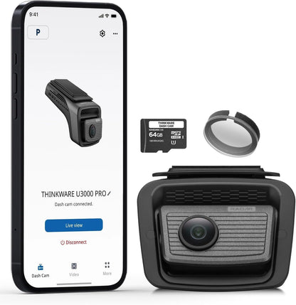 Thinkware U3000 PRO 1-Channel Dash Camera, 4K UHD Front Cam, STARVIS 2 Sensors, 5GHz Wi-Fi GPS, LTE or Cabin Cam Compatible, 64GB Card,