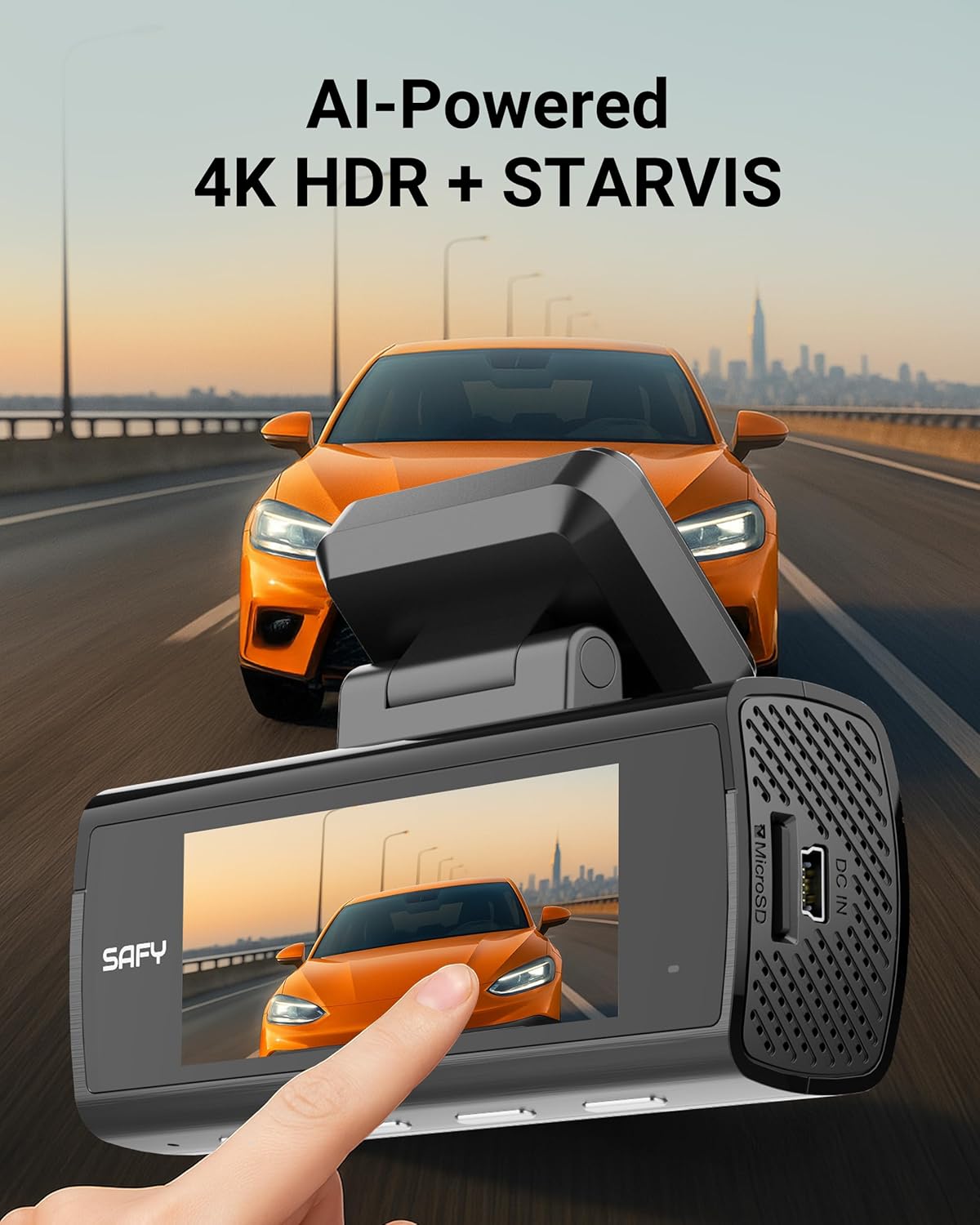 Blackvue SAFY9-2CH-64 2-Channel Dash Cam, 4K Front & 1080P Rear, Dual Sony STARVIS Sensors, AI Night Vision, LCD Screen, 64GB Card