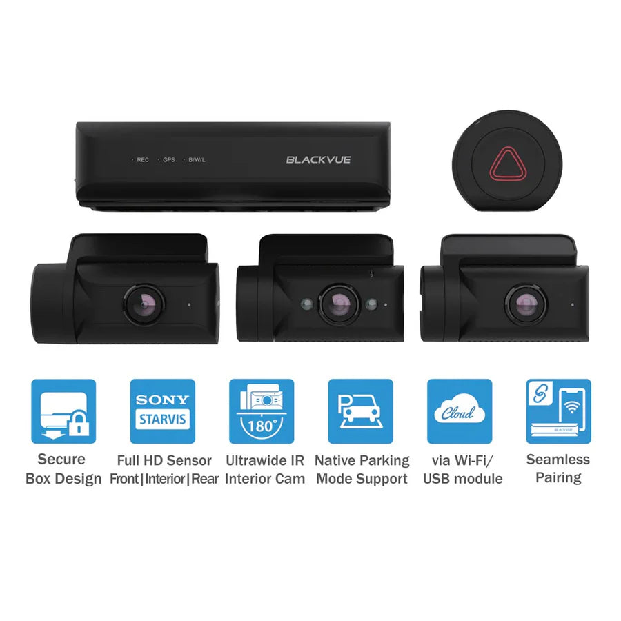 Blackvue DR770X-BOXPRO-256 3-Channel Dash Cam, Modular, Hideaway Box, incl/1080P FRONT CAM, 256GB CARD