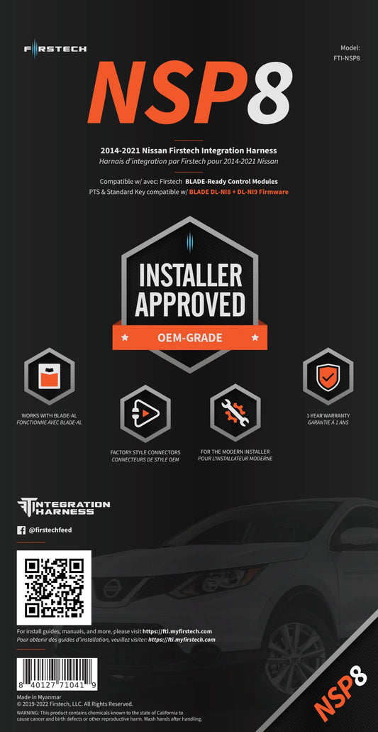 Firstech FTI-NSP8 FTI T-Harness for Nissan, Infiniti Key & PTS Gen 2 models 2014-2021