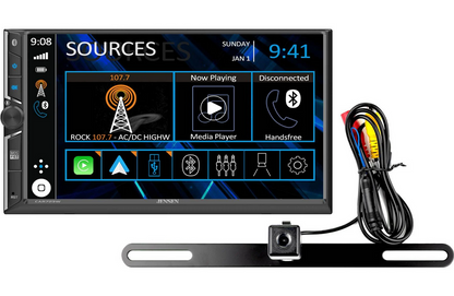 Jensen CAR723W-BC - 7" touchscreen, wired or wireless Apple CarPlay® and Android™ (no discs) w/backup camera