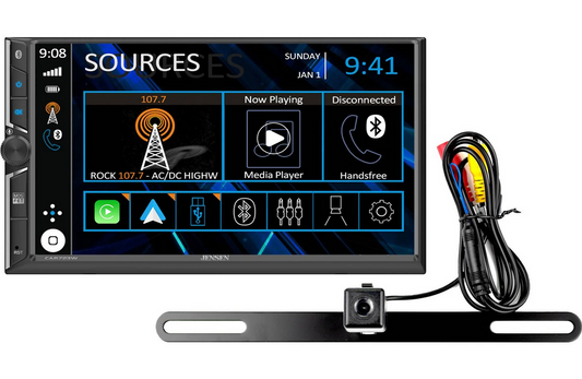 Jensen CAR723W-BC - 7" touchscreen, wired or wireless Apple CarPlay® and Android™ (no discs) w/backup camera