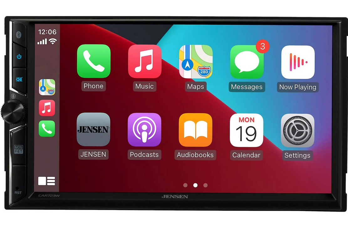 Jensen CAR723W-BC - 7" touchscreen, wired or wireless Apple CarPlay® and Android™ (no discs) w/backup camera