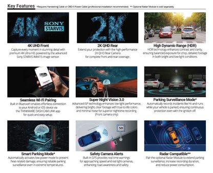 Thinkware ARC 700 4K Front & 2K Rear, 2-Channel HD Dash Cam