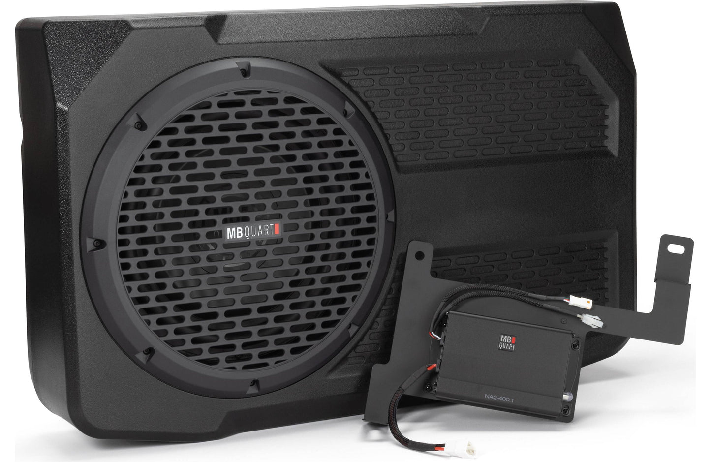 MB Quart MBQBRO-302 Compact tailgate-mounted powered subwoofer w/12" sub and 400-watt amp — fits 2021-24 Ford Bronco