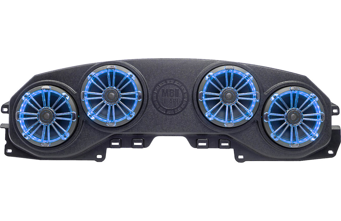 MB Quart MBQJ-48CRGB Overhead soundbar loaded with RGB LED lighting and four 8" 2-way speakers for select 2018-up Jeep Wrangler and Gladiator vehicles