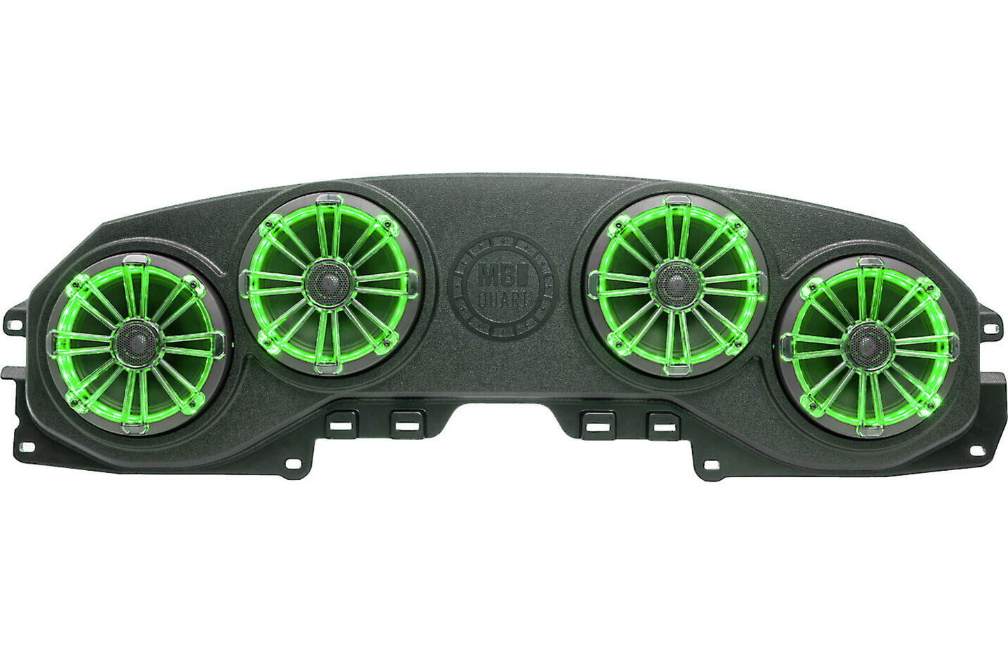 MB Quart MBQJ-48CRGB Overhead soundbar loaded with RGB LED lighting and four 8" 2-way speakers for select 2018-up Jeep Wrangler and Gladiator vehicles