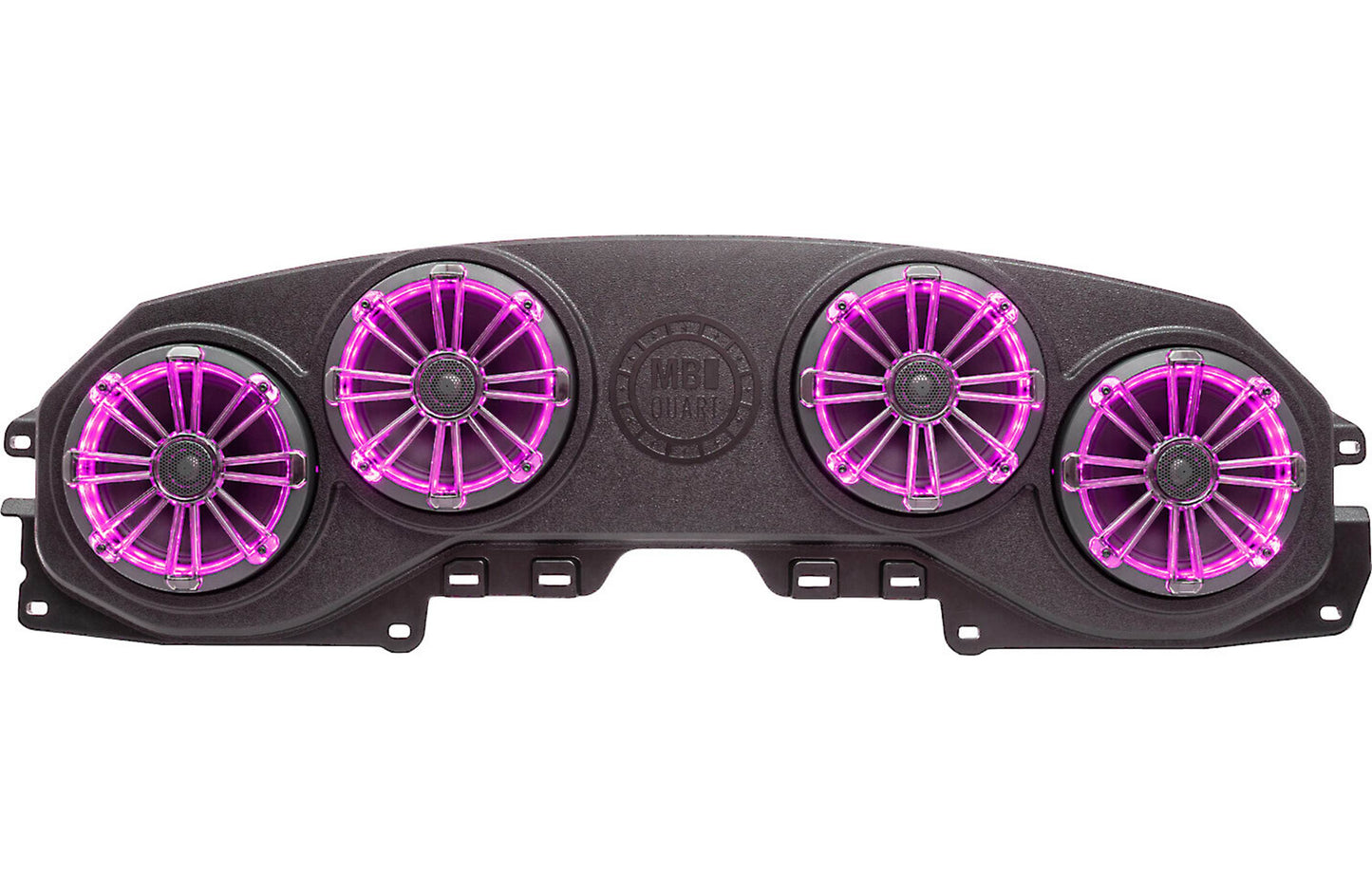 MB Quart MBQJ-48CRGB Overhead soundbar loaded with RGB LED lighting and four 8" 2-way speakers for select 2018-up Jeep Wrangler and Gladiator vehicles