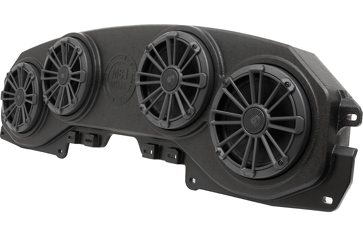 MB Quart MBQJ-48CRGB Overhead soundbar loaded with RGB LED lighting and four 8" 2-way speakers for select 2018-up Jeep Wrangler and Gladiator vehicles