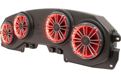 MB Quart MBQJ-48CRGB Overhead soundbar loaded with RGB LED lighting and four 8" 2-way speakers for select 2018-up Jeep Wrangler and Gladiator vehicles