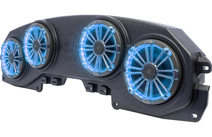 MB Quart MBQJ-48CRGB Overhead soundbar loaded with RGB LED lighting and four 8" 2-way speakers for select 2018-up Jeep Wrangler and Gladiator vehicles