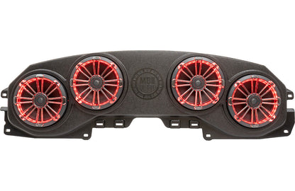 MB Quart MBQJ-48CRGB Overhead soundbar loaded with RGB LED lighting and four 8" 2-way speakers for select 2018-up Jeep Wrangler and Gladiator vehicles