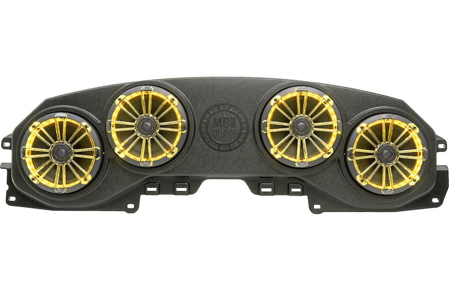 MB Quart MBQJ-48CRGB Overhead soundbar loaded with RGB LED lighting and four 8" 2-way speakers for select 2018-up Jeep Wrangler and Gladiator vehicles