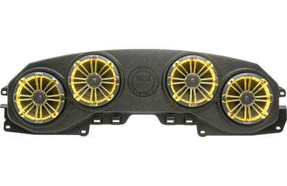 MB Quart MBQJ-48CRGB Overhead soundbar loaded with RGB LED lighting and four 8" 2-way speakers for select 2018-up Jeep Wrangler and Gladiator vehicles