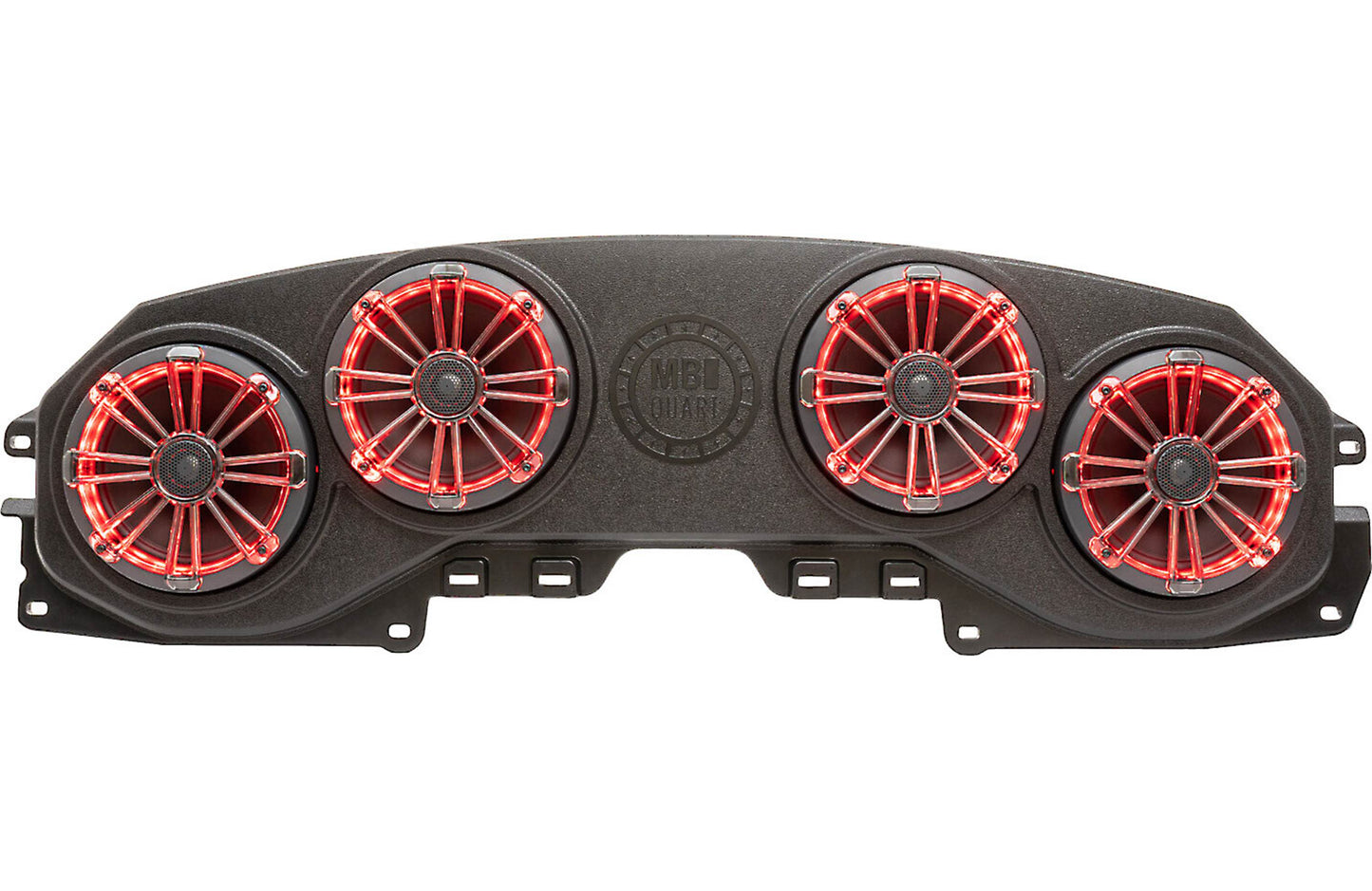 MB Quart MBQJ-48CRGB Overhead soundbar loaded with RGB LED lighting and four 8" 2-way speakers for select 2018-up Jeep Wrangler and Gladiator vehicles