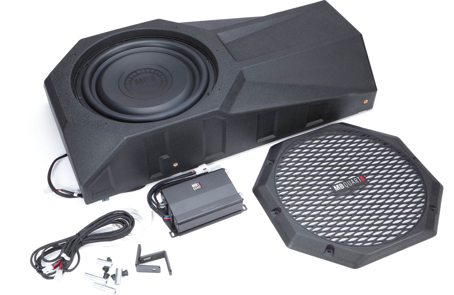 MB Quart MBQJL-302 400-watt ported subwoofer enclosure w/ 12" speaker — fits 2018-up Jeep Wrangler JL