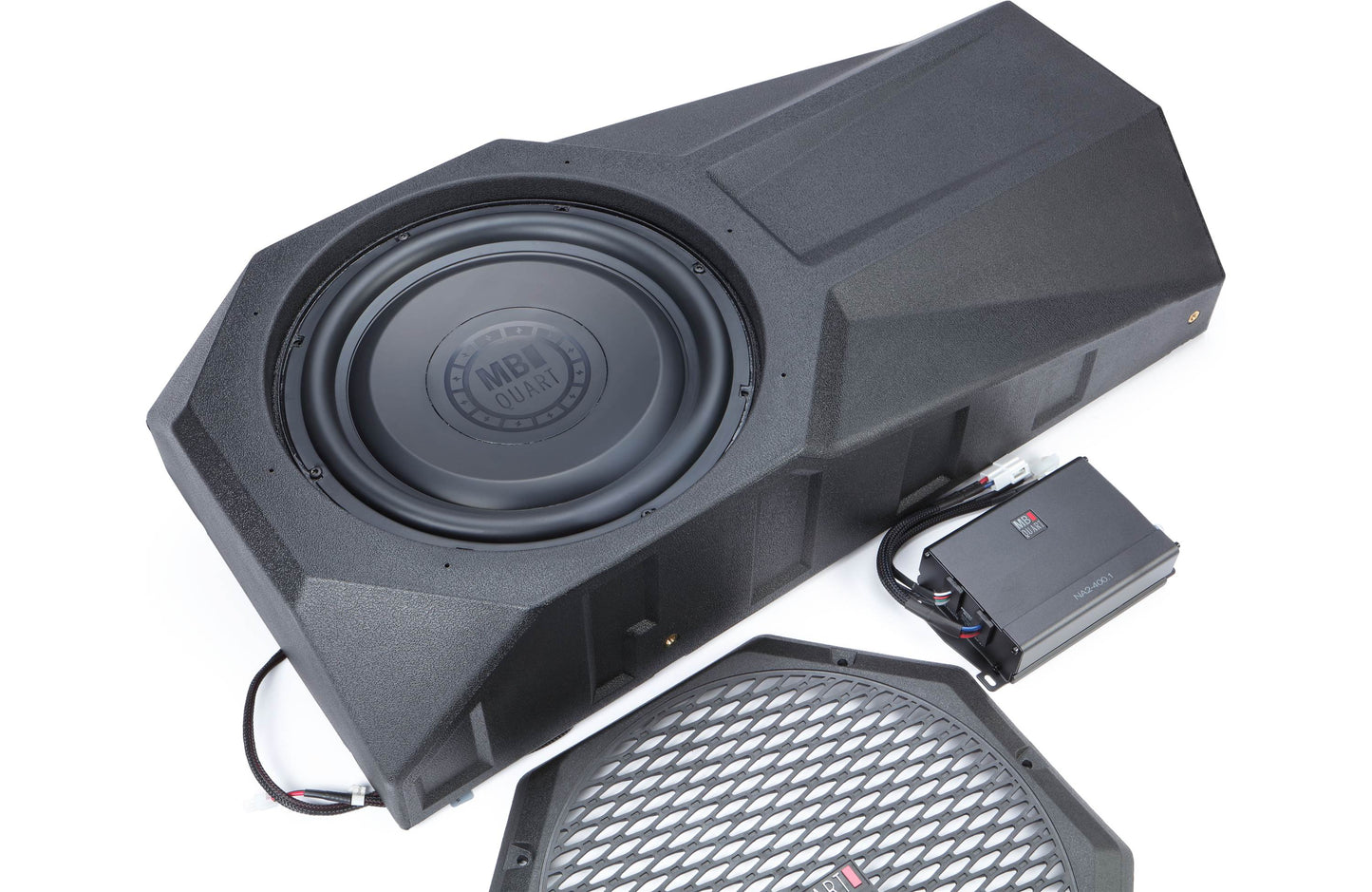 MB Quart MBQJL-302 400-watt ported subwoofer enclosure w/ 12" speaker — fits 2018-up Jeep Wrangler JL