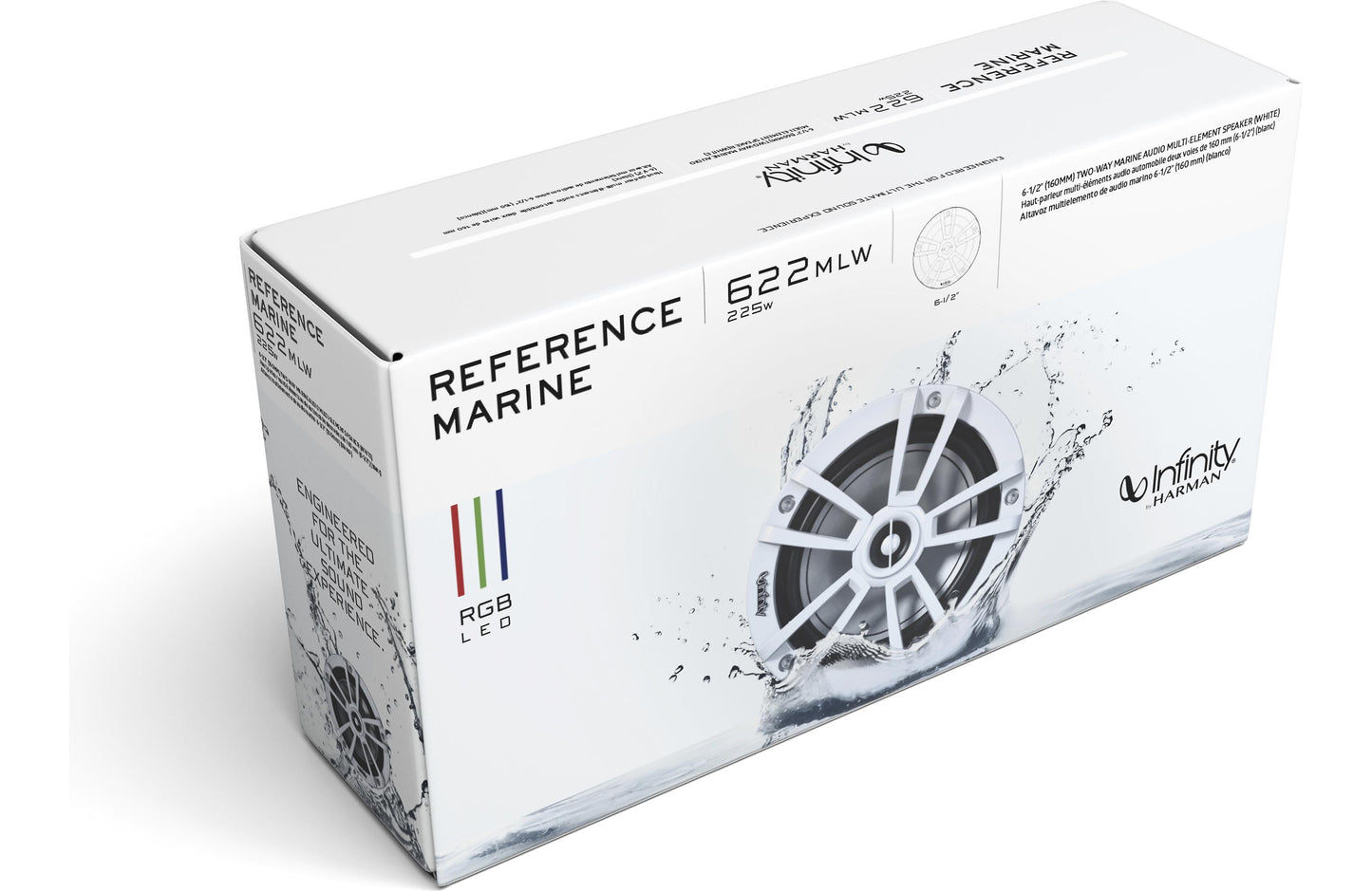 Infinity 622MLW Reference Series 6-1/2" 2-way marine speakers with built-in RGB LED lights (White)