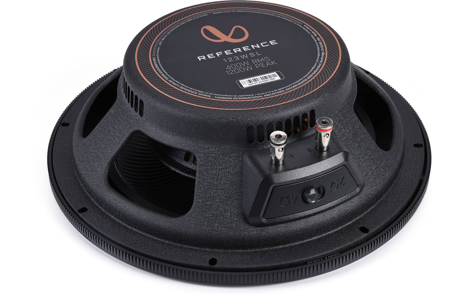 Infinity INFSUBRF123WSL 123SWLReference Series 12" shallow-mount component subwoofer with 2- or 4-ohm selectable impedance