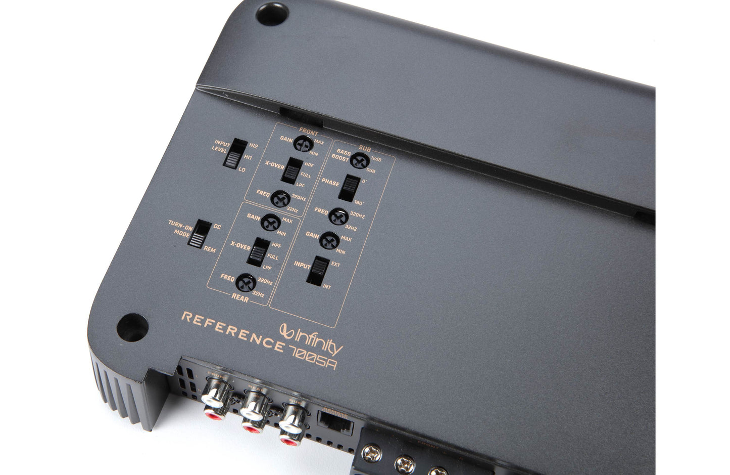 Infinity AMPRF7005AAM Reference 7005A Reference Series 5-channel car amplifier — 50 watts RMS x 4 at 4 ohms + 500 watts RMS x 1 at 2 ohms