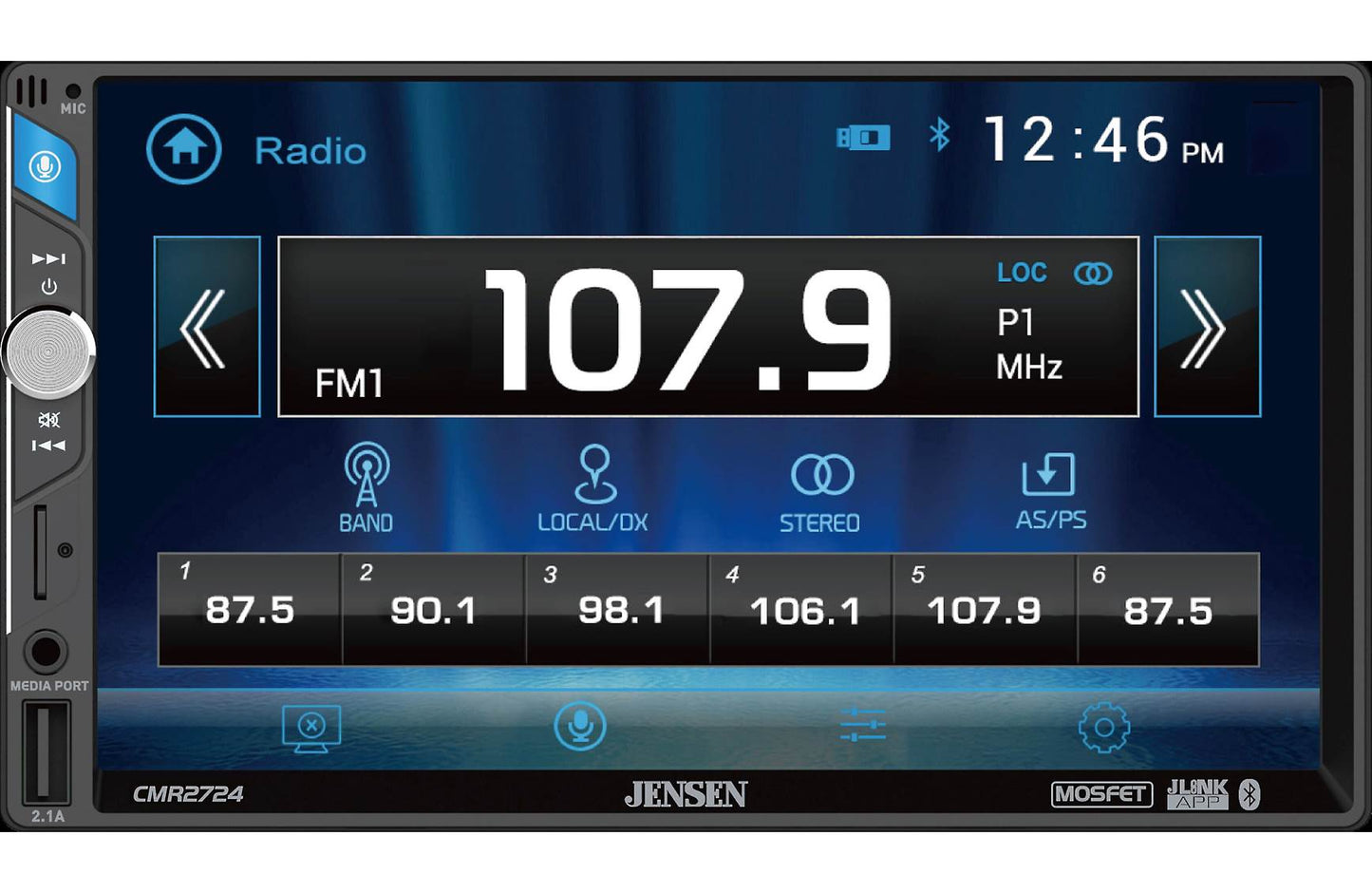 Jensen CMR2724 - 7" touchscreen, wired or wireless Apple CarPlay® and Android™ (no discs)