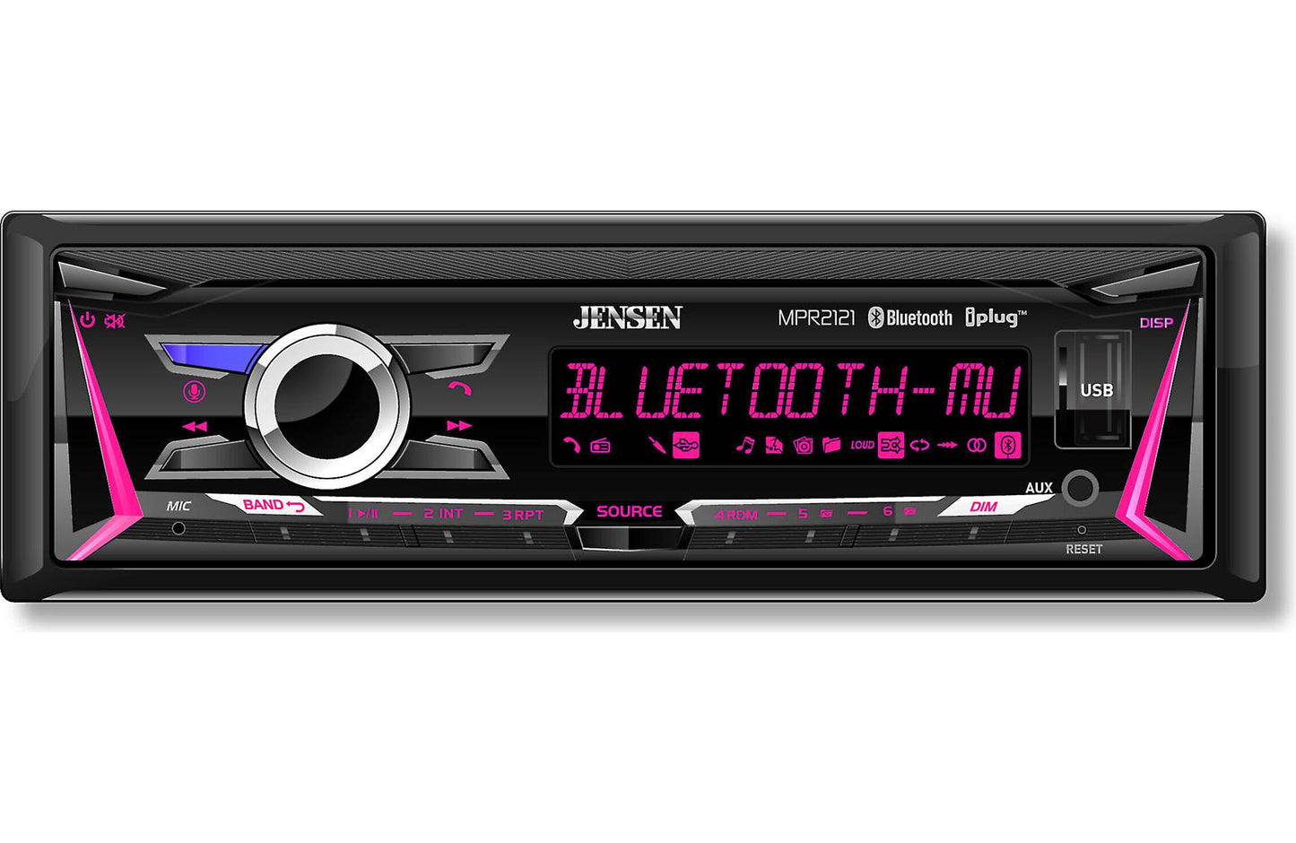 Jensen MPR2121 - Single-DIN, AM/FM, bluetooth head unit (no disc)